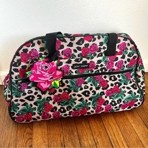 Betsey Johnson Pink and Green Floral Travel Bag